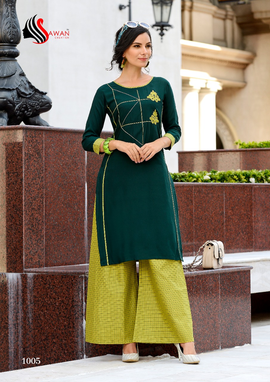 Dani Vol-1 Sawan Creation Heavy Rayon Palazzo Kurtis Dani Vol-1 Sawan Creation Heavy Rayon Palazzo Kurtis